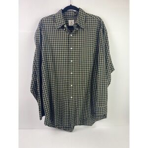 Brooks‎ Brothers Button Up Shirt Men's Large Green Plaid Sport Flannel Casual